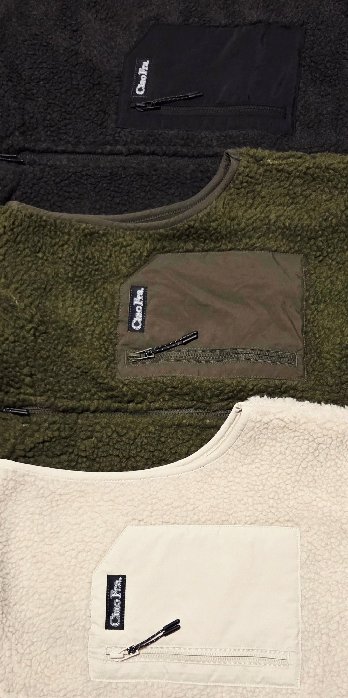 Teddy Fleece Weste "Ciao Fra." - WOVEN LABEL